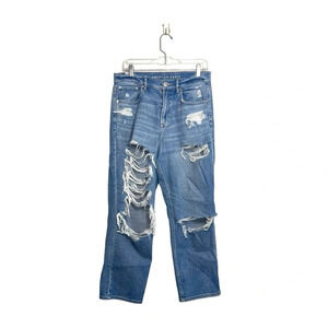 American Eagle Light Wash Ripped Highest Rise 90’s Boyfriend Jeans 10 Women’s